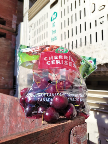 Cherries packaged for shipping